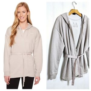 Nike Gray Wrap Hoodie Jacket Women S Lightweight Athleisure Belted Open Front
